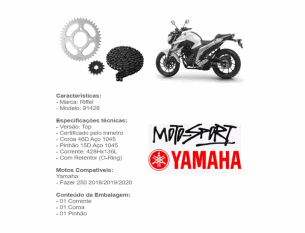 Kit Relação Fazer 250 2022 2023 Com Retentor - Image 3